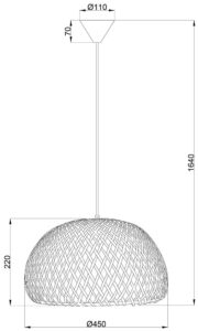 Malacca Taklampa 45cm, natur flätad STORLEK
